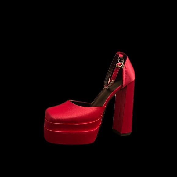 Hot pink fuchsia platform block heels - Picture 2 of 4